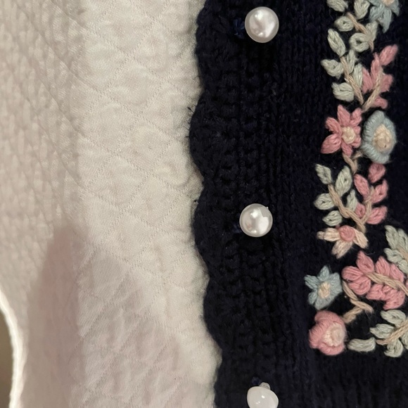 COPY - Vintage Navy cardigan with embroidered flowers. - Picture 9 of 10